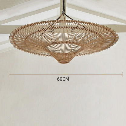 Large Rattan Wide-Brim Hat Pendant