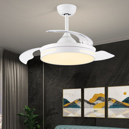 Drum Ceiling Fan with Concealable Blades