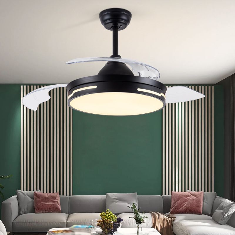 Drum Ceiling Fan with Concealable Blades