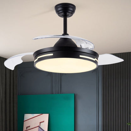 Drum Ceiling Fan with Concealable Blades