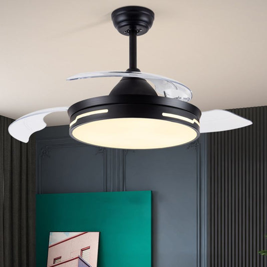 Drum Ceiling Fan with Concealable Blades