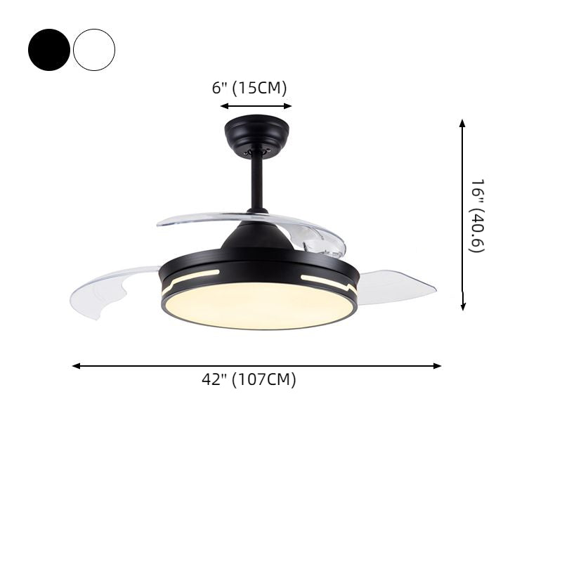 Drum Ceiling Fan with Concealable Blades