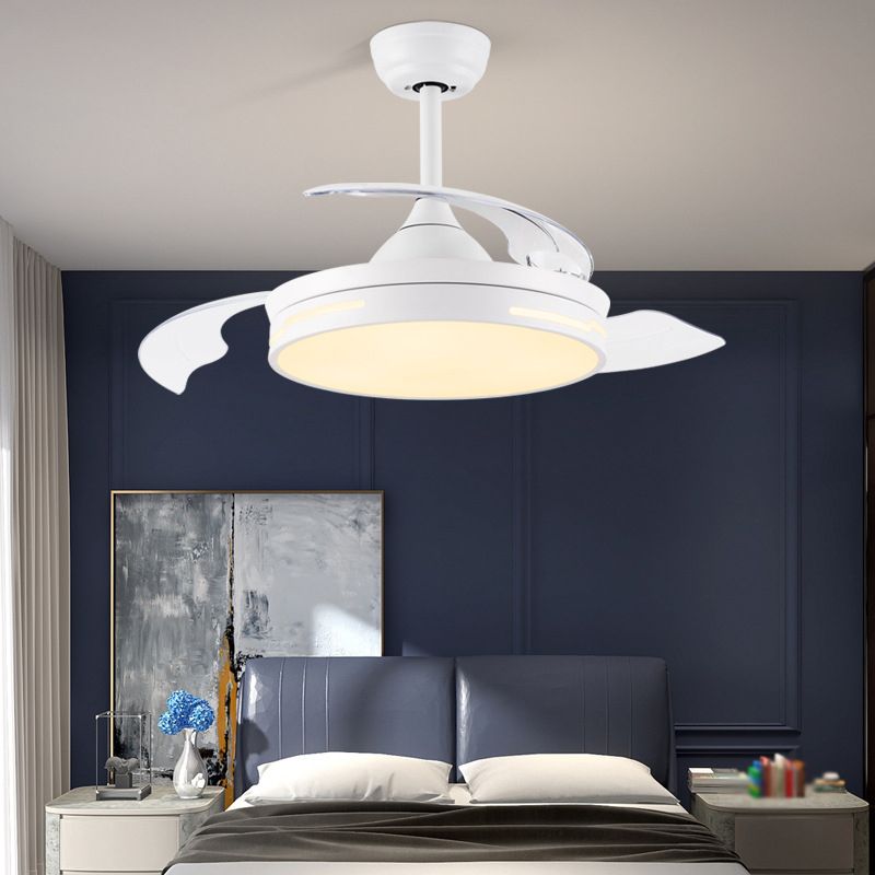 Drum Ceiling Fan with Concealable Blades