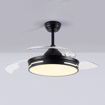 Drum Ceiling Fan with Concealable Blades