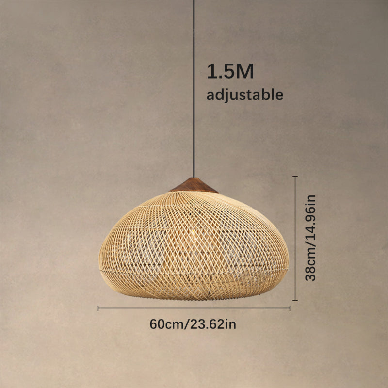 Double-Layer Rattan Basket Chandelier