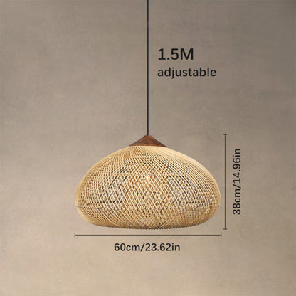 Double-Layer Rattan Basket Chandelier