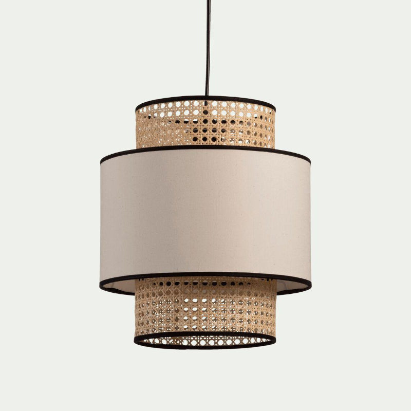 Linen and Rattan Caning Pendant Light