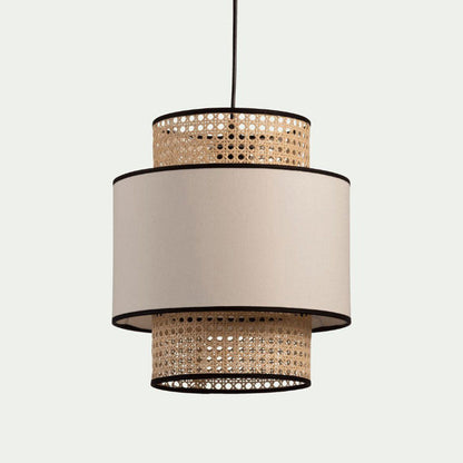 Linen and Rattan Caning Pendant Light