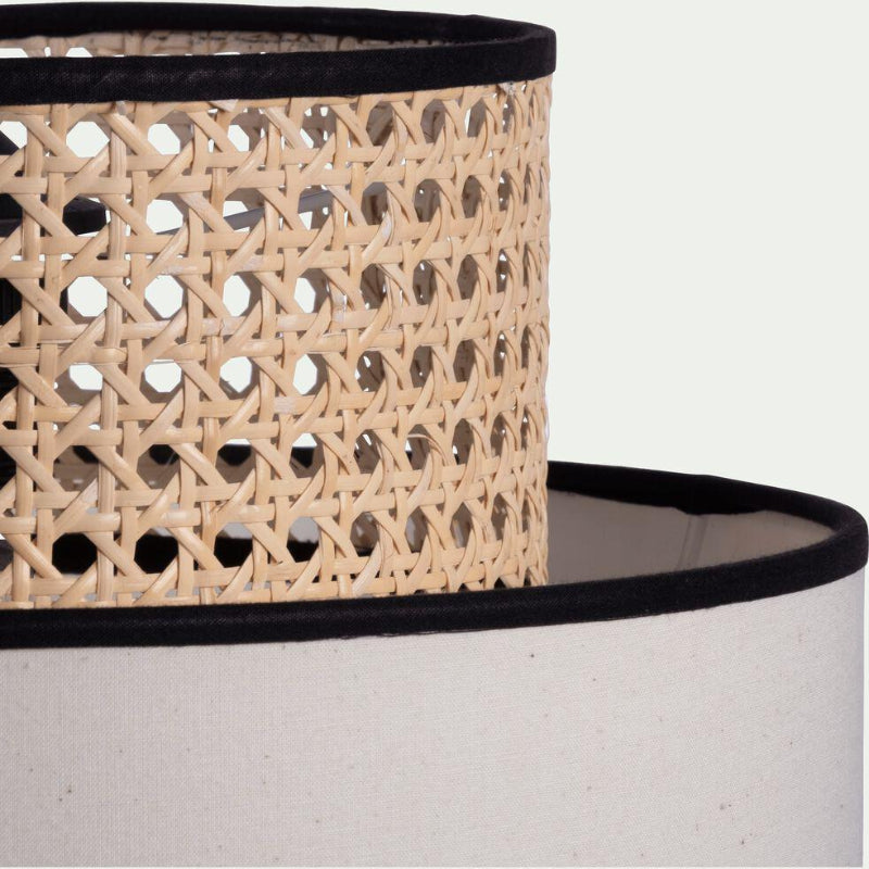 Linen and Rattan Caning Pendant Light