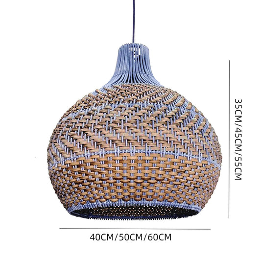 Courtland Blue Rattan Dome Pendant