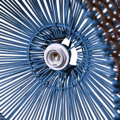 Blue and Brown Rattan Dome Pendant
