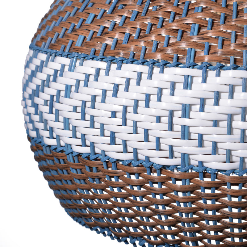 Blue and Brown Rattan Dome Pendant