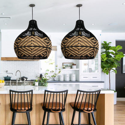 Beach Rattan Herringbone Island Pendant