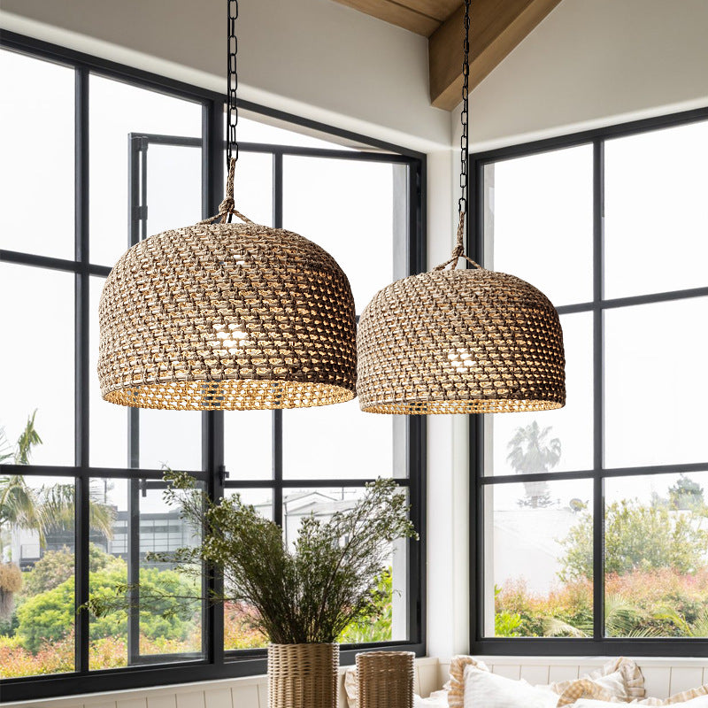 Retro Hemp Rope Woven Pendant Light