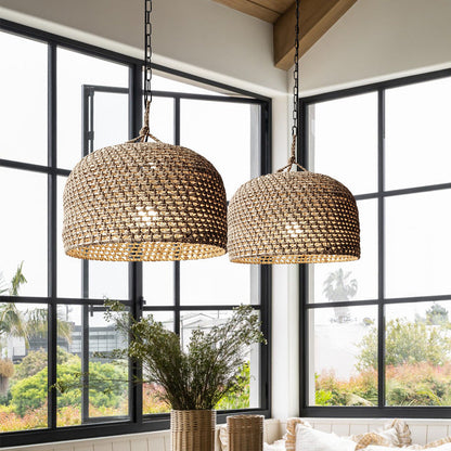 Retro Hemp Rope Woven Pendant Light