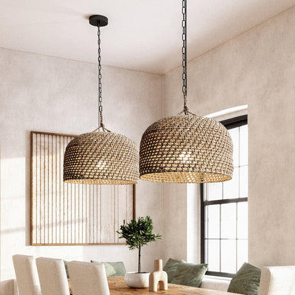 Retro Hemp Rope Woven Pendant Light