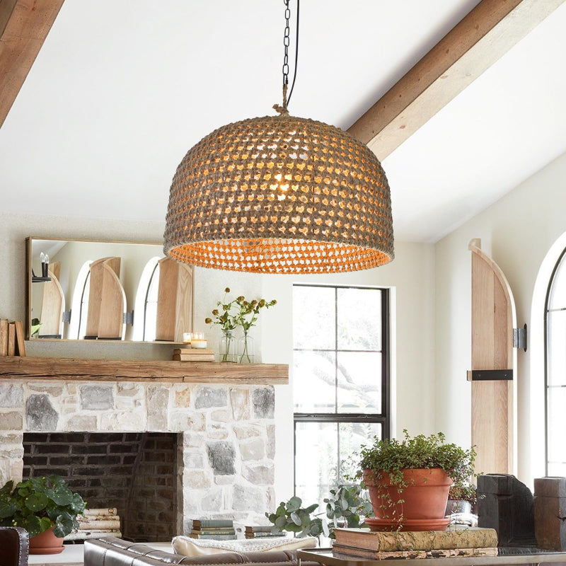 Retro Hemp Rope Woven Pendant Light