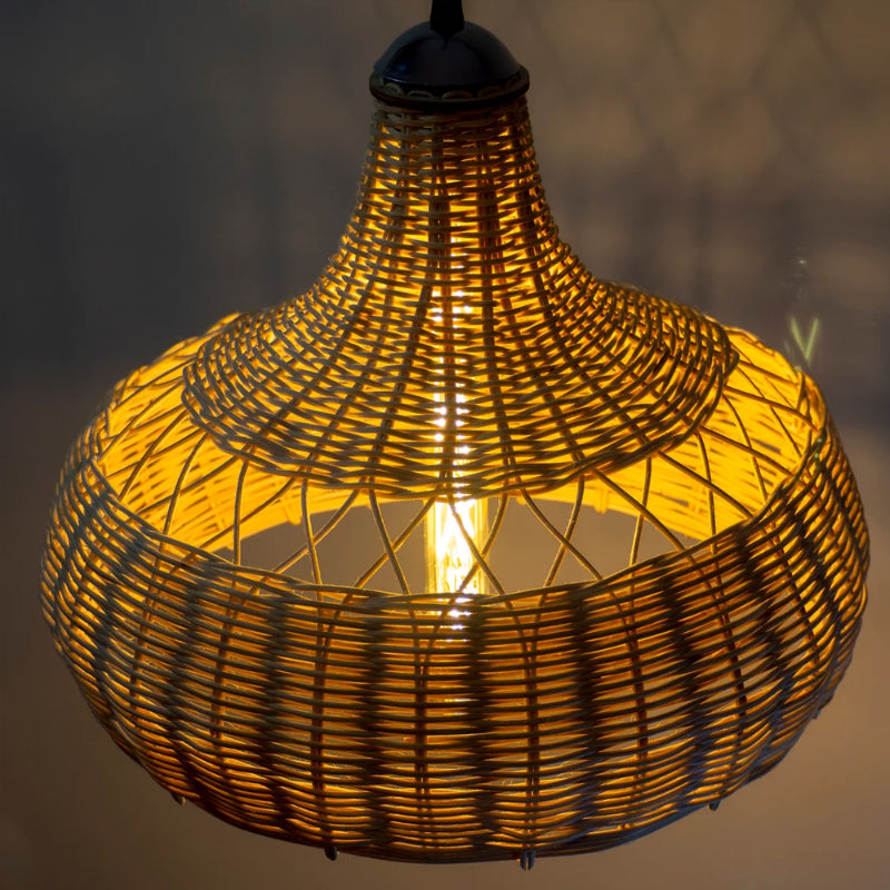 Bohemian Rattan Patio Pendant Light