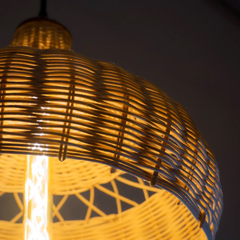 Bohemian Rattan Patio Pendant Light