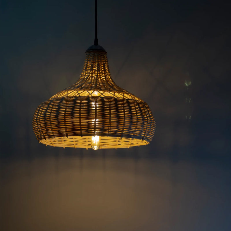 Bohemian Rattan Patio Pendant Light