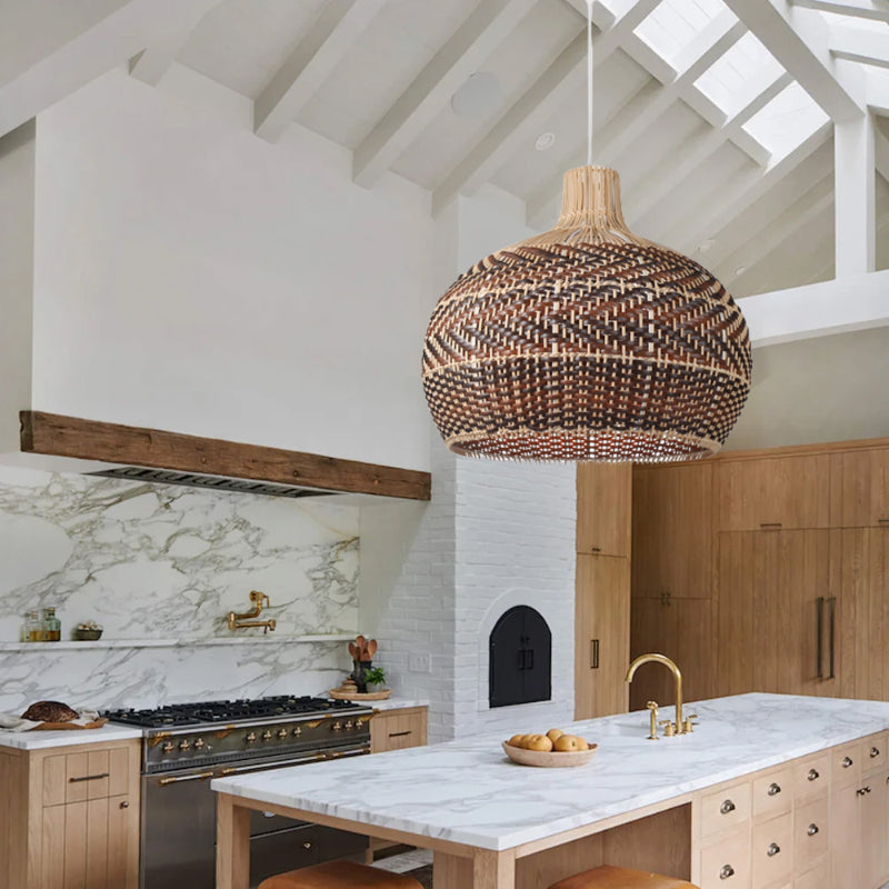 Vintage Rattan Kitchen Pendant Light