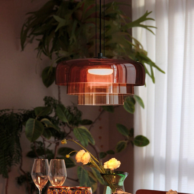 Triple Glass Cylinder Pendant Light