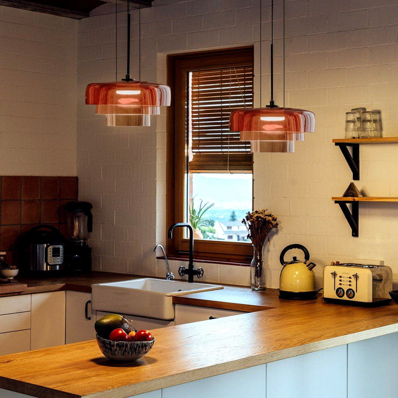 Triple Glass Cylinder Pendant Light
