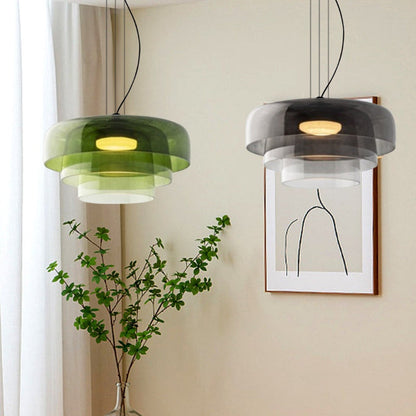 Large Triple Layer Glass Pendant Lights-[Modern pendant lighting for bedroom and living space]-Demolights UK