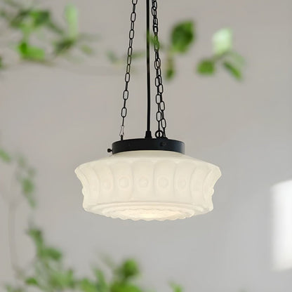 White Glass Vintage Round Pendant