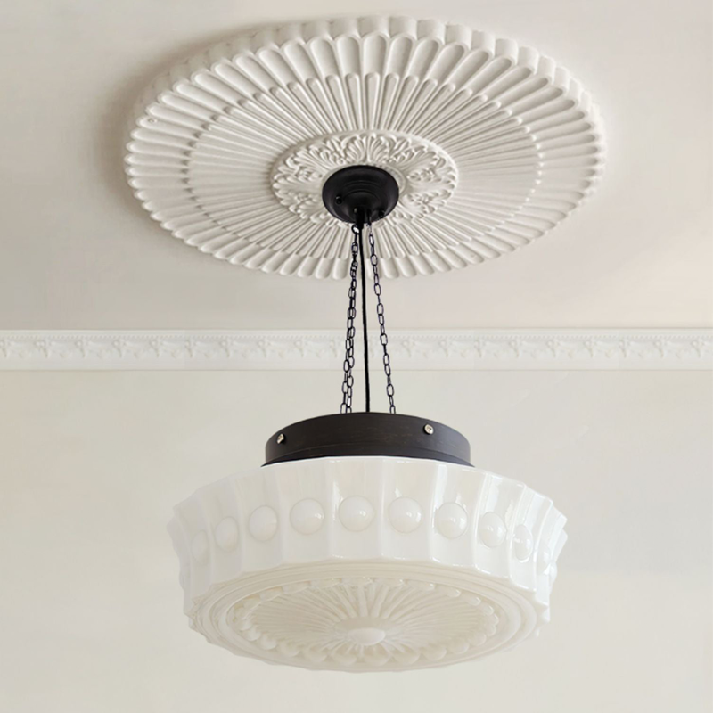 White Glass Vintage Round Pendant