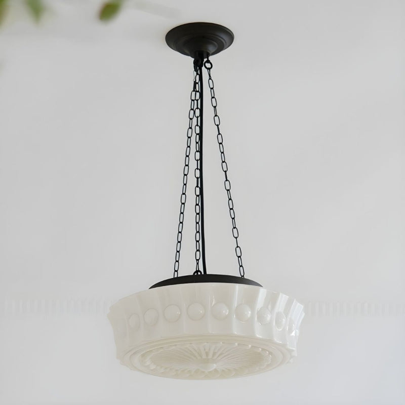 White Glass Vintage Round Pendant