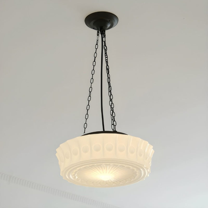 White Glass Vintage Round Pendant
