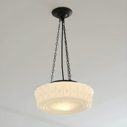 White Glass Vintage Round Pendant