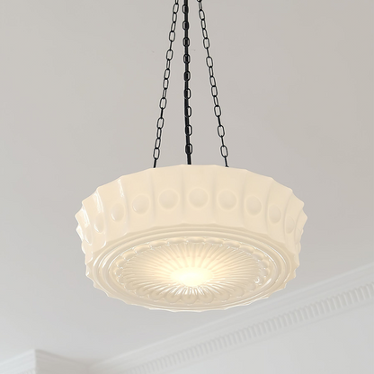 White Glass Vintage Round Pendant