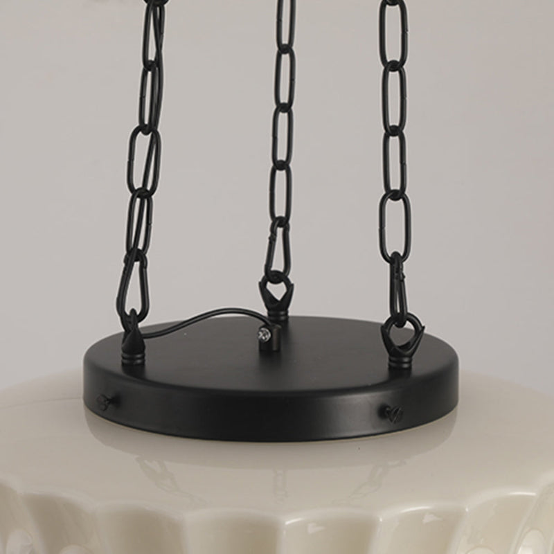 White Glass Vintage Round Pendant