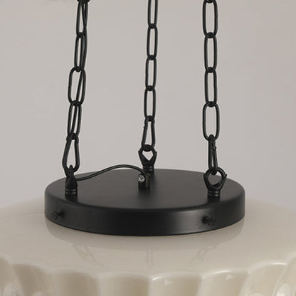 White Glass Vintage Round Pendant