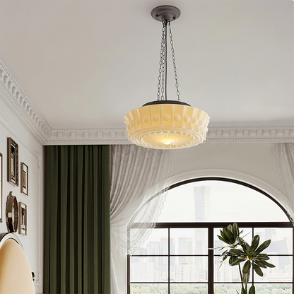 White Glass Vintage Round Pendant
