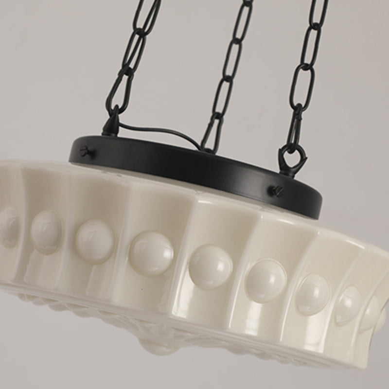 White Glass Vintage Round Pendant