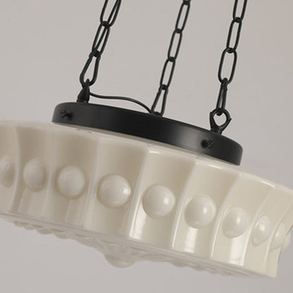 White Glass Vintage Round Pendant