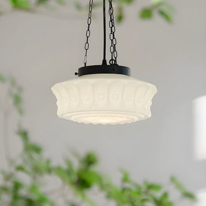 White Glass Vintage Round Pendant