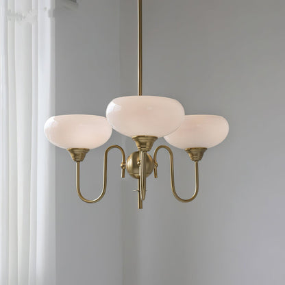 French Retro Gooseneck Globe Chandelier