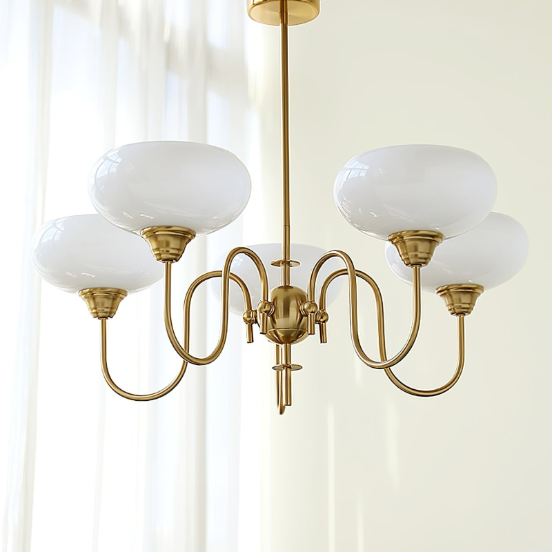 French Retro Gooseneck Globe Chandelier
