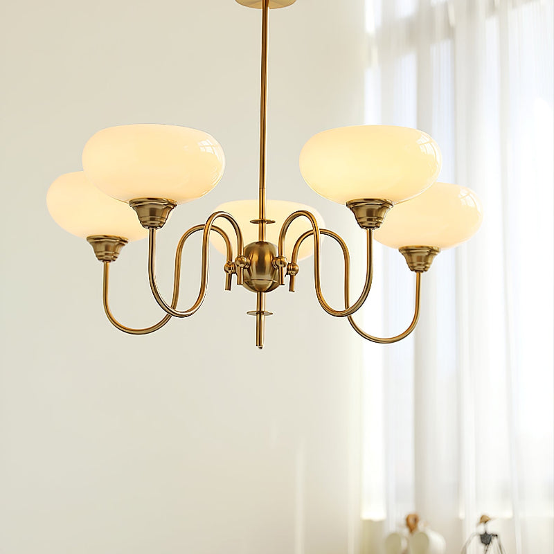 French Retro Gooseneck Globe Chandelier