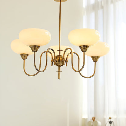French Retro Gooseneck Globe Chandelier
