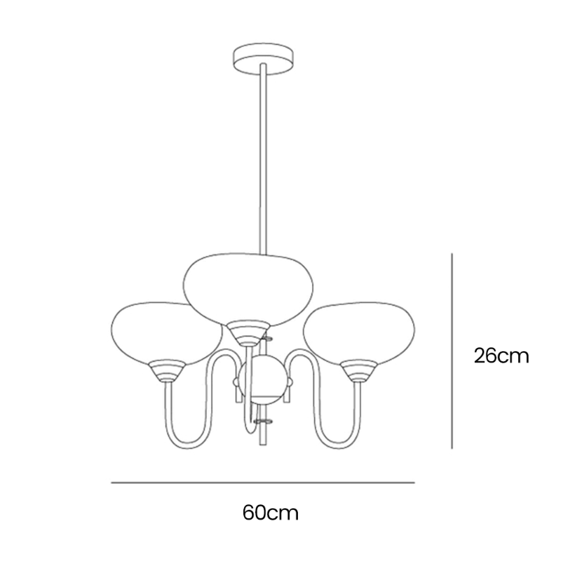 French Retro Gooseneck Globe Chandelier