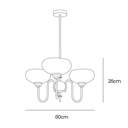 French Retro Gooseneck Globe Chandelier