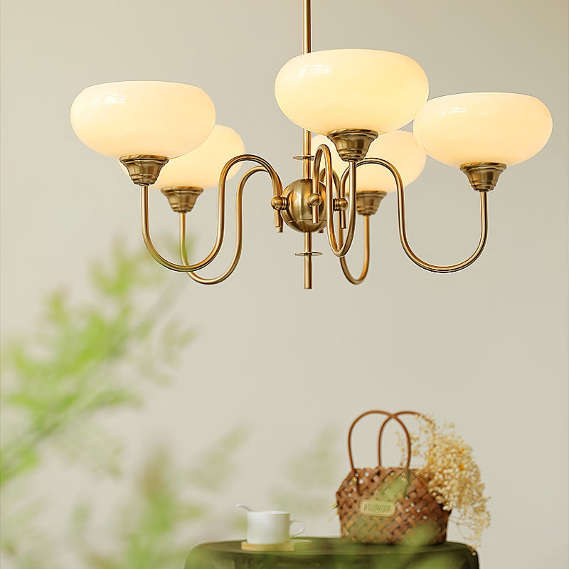 French Retro Gooseneck Globe Chandelier