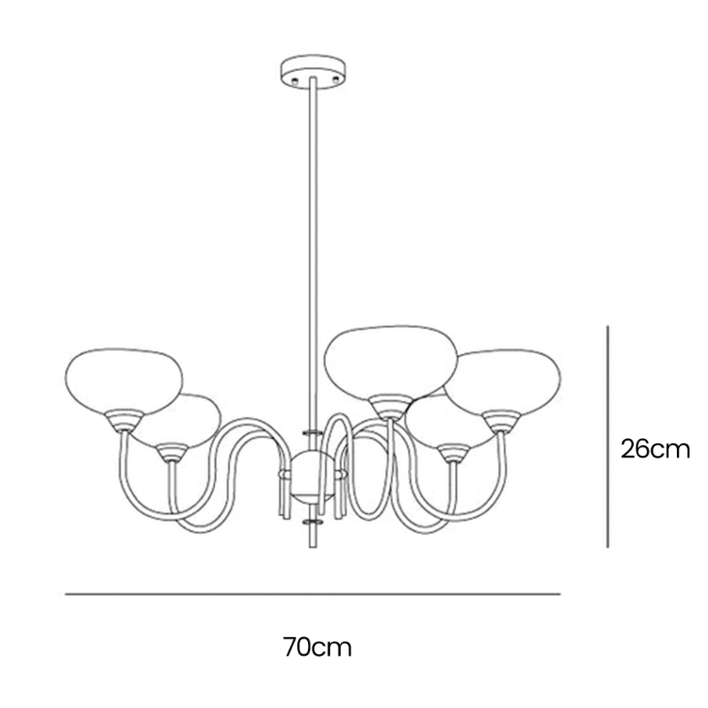 French Retro Gooseneck Globe Chandelier