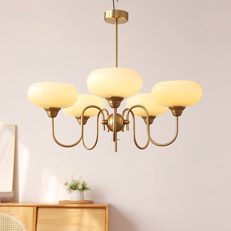 French Retro Gooseneck Globe Chandelier