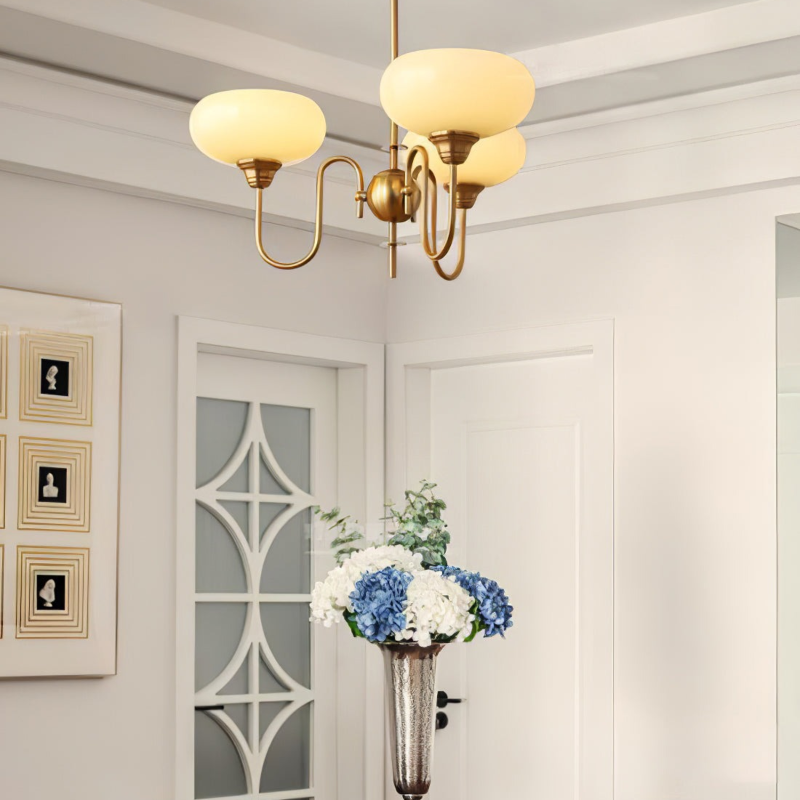 French Retro Gooseneck Globe Chandelier